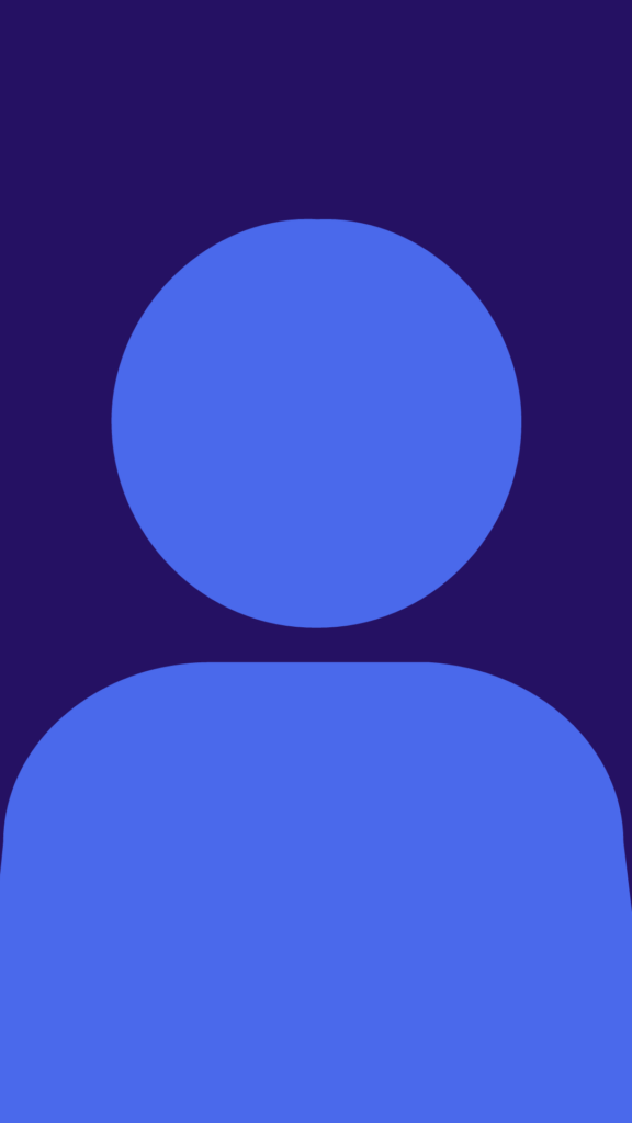 Graphic representation of a person in light blue over dark blue background