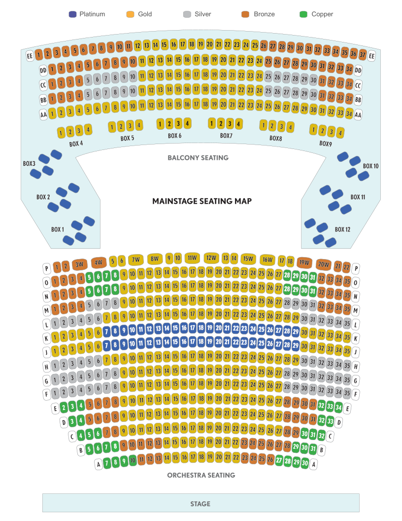 2024-2025 seating chart of IRVING ZUCKER MAINSTAGE